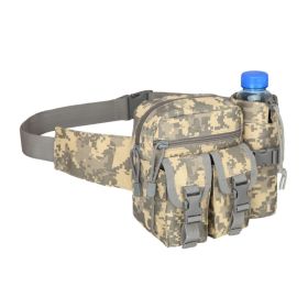 Tactical Waist Bag Denim Waistbag With Water Bottle Holder For Outdoor Traveling Camping Hunting Cycling (Color: ACU camouflage)