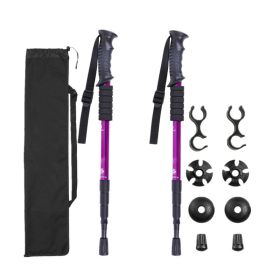 Sports & Outdoors Four-section Trekking Straight Trekking Poles (Color: Purple)